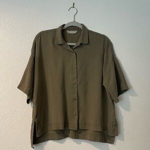 Everlane oversized button up shirt in sage green